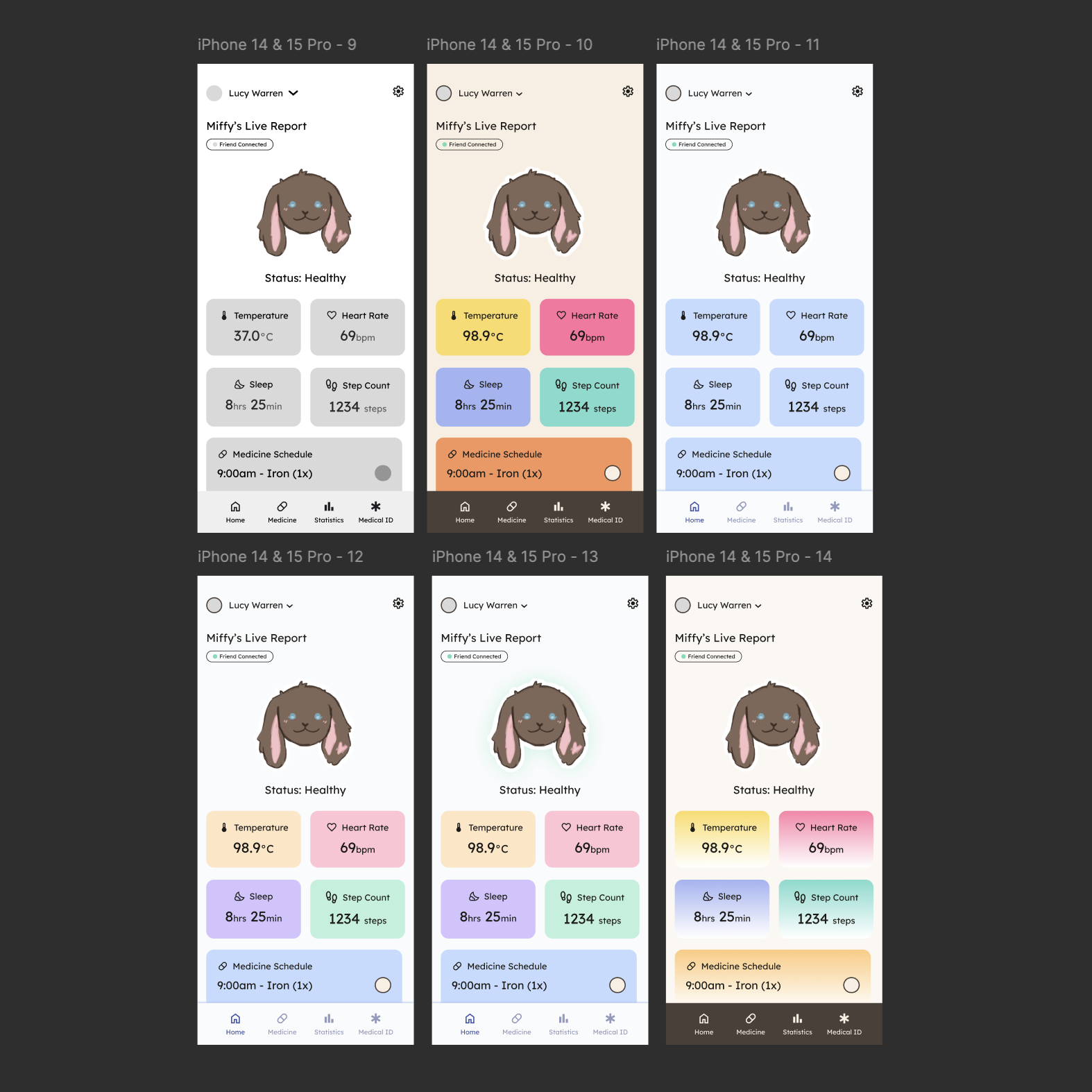 High-fidelity wireframe iterations.