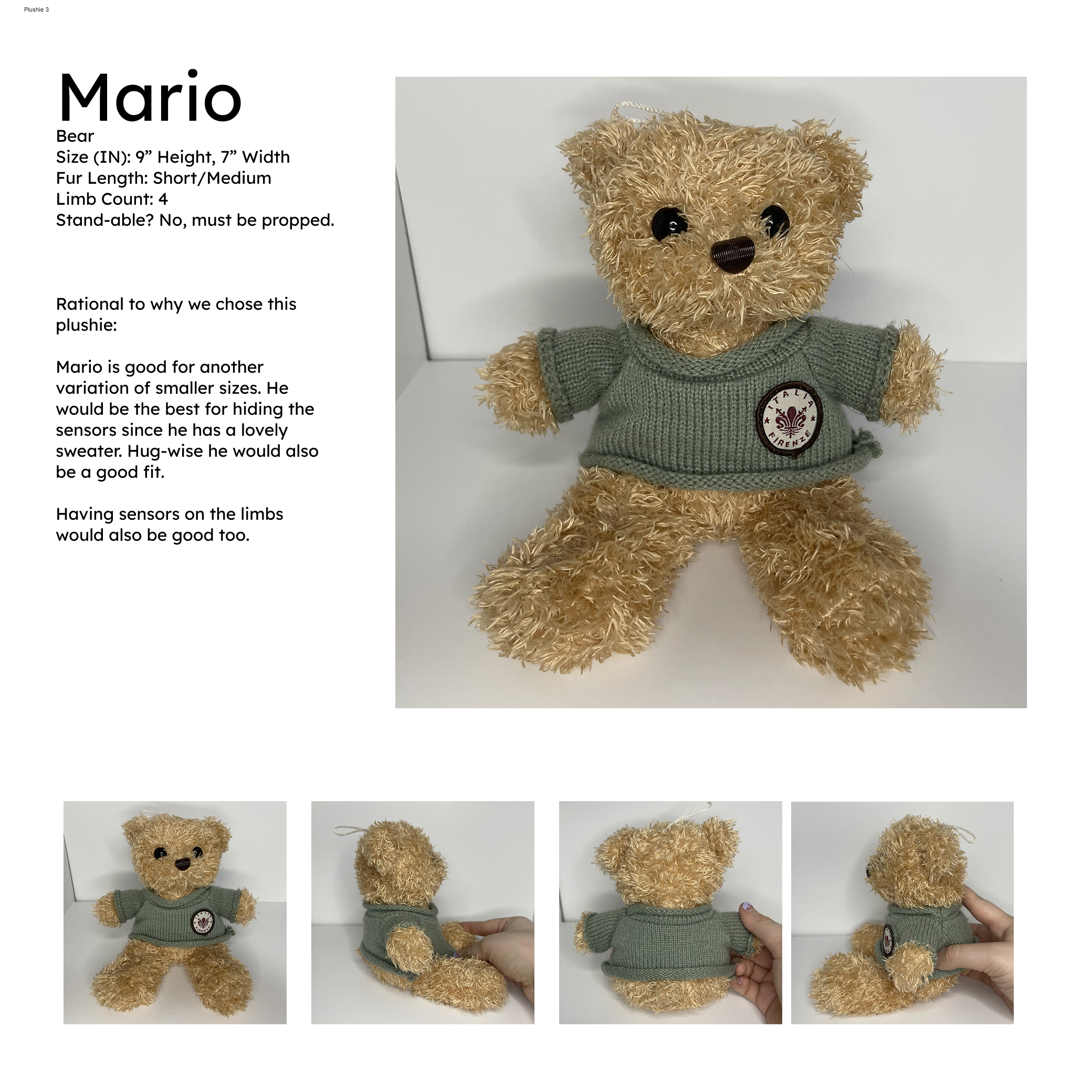 Our group then analyzed different plushies that would work well as a health companion. This was one of our final candidates